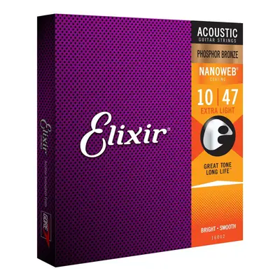 Elixir Akustik-Saiten Phosphor Bronze Anti Rust Nanoweb, 6 String .010-.047