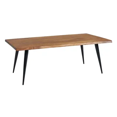 FineBuy Couchtisch Sheesham Massivholz 110 cm rechtckig · Wohnzimmertisch mit natürlicher Baumkante & Metallbeinen · Handgeferti