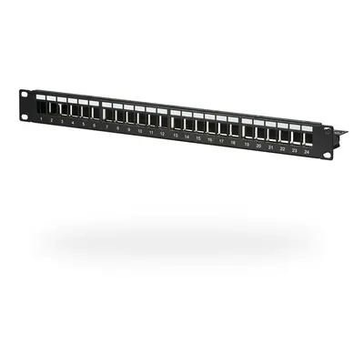 Verteilerfeld Patchpanel 19 Zoll 1HE, 24-Port, schwarz, ohne Keystone