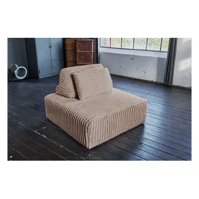 KAWOLA Hocker WIOLO SOFT Polsterhocker mit Rückenkissen Weicher Breitcord taupe