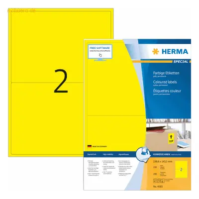 Herma Etiketten 199,6x143,5 mm gelb Papier matt VE= 200 Stück