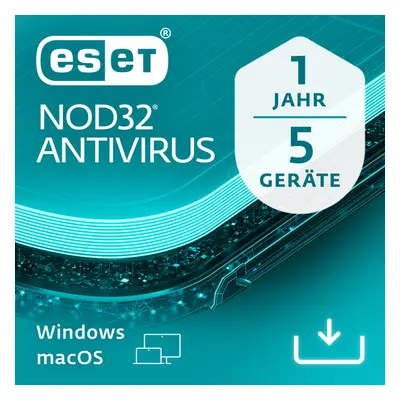 NOD32 Antivirus Vollversion Lizenz   5 Computer 1 Jahr (Download)
