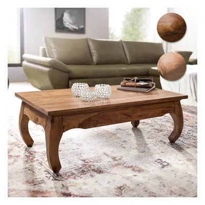 FineBuy Couchtisch Massiv-Holz 110 cm breit Wohnzimmer-Tisch Design dunkel-braun Landhaus-Stil B