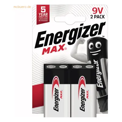 Energizer Batterie Max Alkaline 9V/E-Block/6LR61 2 St./Pack. 190016900