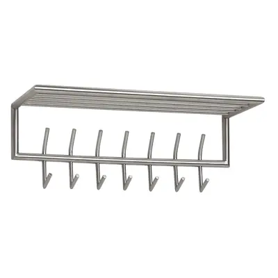 FineBuy Wandgarderobe Metall Silber 75 cm mit Ablage - Design Garderobenpaneel mit Hutablage - Wand Garderobenleiste mit Hakenle
