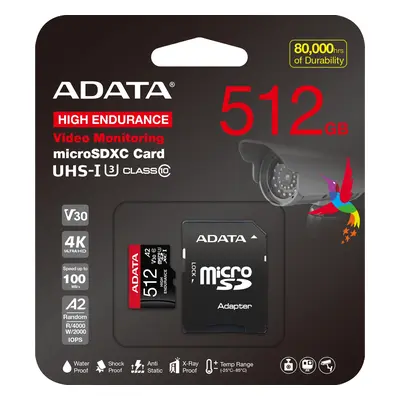 ADATA MicroSDXC 512 GB High Endurance + SD-Adapter