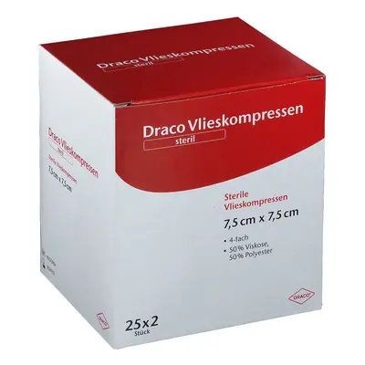 Vliesstoff-Kompressen steril 7,5x7,5 cm 4fach 25x2 St Kompressen