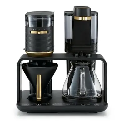 Melitta Kaffeemaschine mit Mahlwerk "EPOS 1024-04" 1 l Kaffeekanne Papierfilter 1x4 Schwarz/Gold, 360rotierender Wasserauslauf