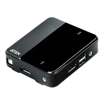 ATEN 2-Port USB DisplayPort/Audio KVM Switch (4K unterstützt und Kabel enthalten), 4096 x 2160 Pixel, 4K Ultra HD, 2,18 W, Schwa