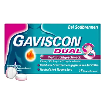 Gaviscon Dual Waldfrucht 250mg/106,5mg/187,5mg KTA 16 St Kautabletten