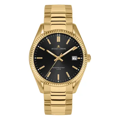 Jacques Lemans 50-3M Herrenuhr Derby Goldfarben/Schwarz