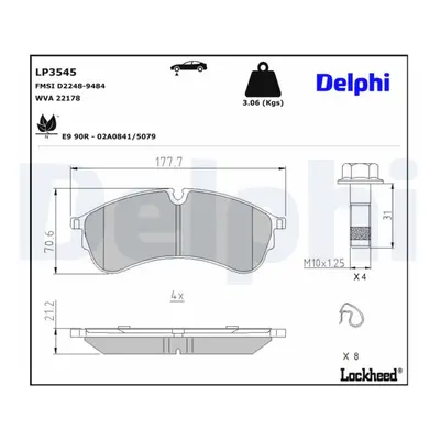 Delphi Bremsbeläge vorne MAN Tge VW Crafter Grand 2,0 LP3545