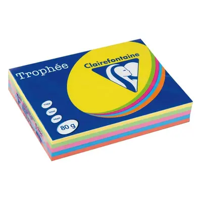 Clairefontaine Multipack intensiv gelb/grün/orange/rosa A4 Buntes Papier 80 g/m² (5x100 Blatt)