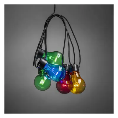 Konstsmide LED Biergartenkette 2m Länge, 5 x bunte LEDs, 6h Timer, Batteriebetrieben