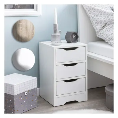 FineBuy Nachtkonsole 31x49x31 cm Matt mit 3 Schubladen, Nachtkommode mit Stauraum, Nachttisch Schlicht Modern, Nachtschränkchen 