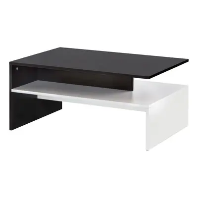 FineBuy Wohnzimmertisch 90 x 43 x 60 cm mit Ablage Holz Schwarz / Weiß, Design Wohnzimmer Couchtisch Zweiteilig mit Stauraum, So