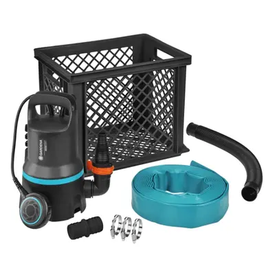 Gardena Hochwasser-Set mit Schmutzwasser-Tauchpumpe 9000, 300 W, max 9000 l|h, Entwässerungs-Set