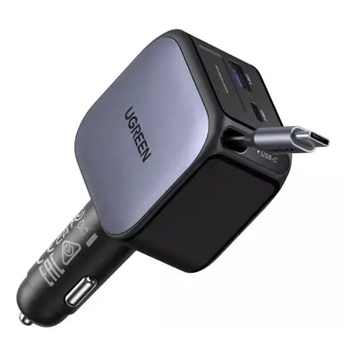 Auto-Ladegerät mit USB-C Kabel UGREEN EC603, 90W, 3A, 1 x USB-A - 1 x USB-C, Grau