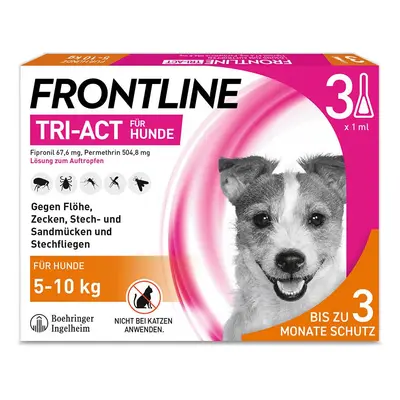Frontline Tri-Act Lsg.z.Auftropfen f.Hunde 5-10 kg 3 St Einzeldosispipetten
