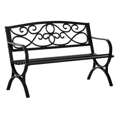 Outsunny Gartenbank 2-Sitzer Gartenbank im Freien Terrasse Patio mit geneigter Rückenlehne Latten- Sitzfläche bequeme Armlehnen 