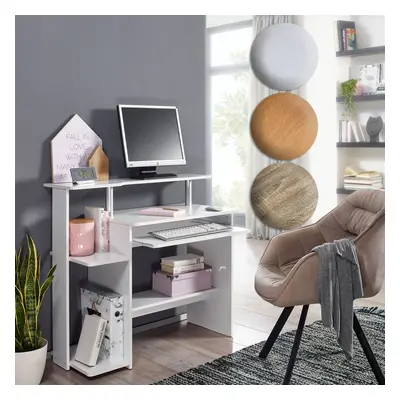 FineBuy Computertisch 94x90,5x48,5 cm Laptop Tisch Modern mit Tastaturauszug, PC-Tisch mit Drucker-Ablage platzsparend, Schreibt