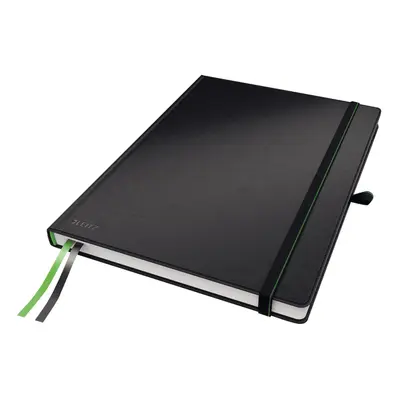 LEITZ Notizbuch Complete, DIN A4, kariert, schwarz 80 Blatt, 96 g/qm, elfenbein Papier, Lederoptik, Touch-and- (4471-00-95)