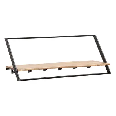 FineBuy Wandgarderobe Akazie Massivholz 100 cm mit Ablage - Industrial Garderobenpaneel mit Hutablage - Wand Garderobenleiste Ha