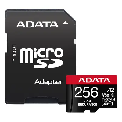 Speicherkarte microSDXC Adata High Endurance, 256Gb, Klasse 10 / UHS-1 U3, mit Adapter AUSDX256GUI3V30SHA2-RA1