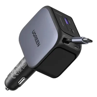 Auto-Ladegerät mit USB-C Kabel UGREEN EC604 (55910B) Nexode, 145W, 1 x USB-A - 2 x USB-C, Schwarz