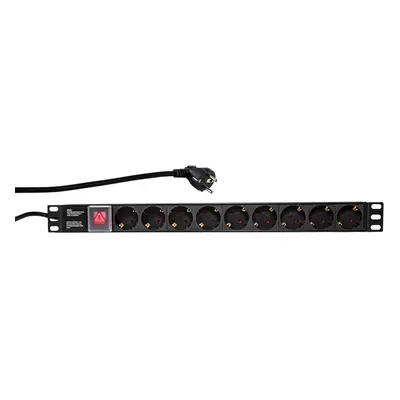 LogiLink PDU9C02, Senkrecht, Aluminium, Schwarz, 9 AC-Ausgänge, 2 m, 250 V
