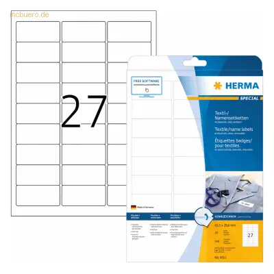Herma Namensetiketten 63,5x29,6 mm weiß ablösbar Acetatseide VE= 540 S