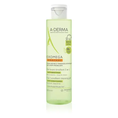 A-Derma Exomega Control 2 in 1 emollient cleansing gel Duschgel für trockene bis atopische Haut 200 ml