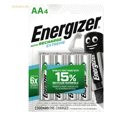 Energizer Accu Recharge Extreme 2300 AA BP4, Wiederaufladbarer Akku, Nickel-Metallhydrid (NiMH), 1,2 V, 4 Stück(e), 2300 mAh, Si