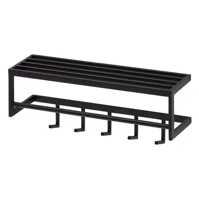 FineBuy Wandgarderobe Metall Schwarz 70 cm mit Ablage - Design Garderobenpaneel mit Hutablage - Wand Garderobenleiste mit Hakenl