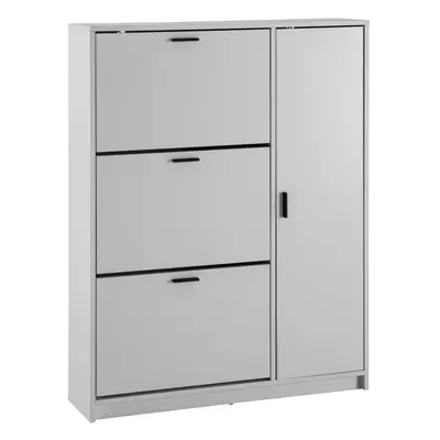 FineBuy Schuhschrank Weiß 90x120x24 cm Schuhkipper Geschlossen, Schuhkommode Modern, Flurschrank mit Ablage, Schuhaufbewahrung F