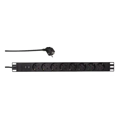 Logilink Steckdosenleiste 8-fach CEE7/3+2 USB, mit Ü-Schutz