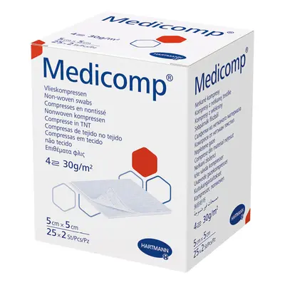 Medicomp Vlieskomp.steril 5x5 cm 4fach 25x2 St Kompressen