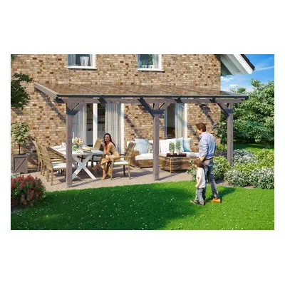 Skan Holz Terrassenüberdachung Andria aus Leimholz mit Mittelpfosten Breite 541 cm-541 x 400 cm-schiefergrau