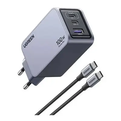 UGREEN X757 Nexode Pro USB-C Kabel Netzwerk-Ladegerät, 100W, 3A, 1 x USB-A - 2 x USB-C, Grau
