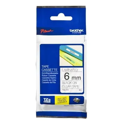 Brother TZe-111 - (6 mm) - Schwarz auf transparent - Tape