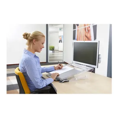 BakkerElkhuizen FlexDesk 640 Document Holder/Writing Slope, Kunststoff, Gummi, Stahl, 110 - 180 mm, Hellgrau, Transparent, 515 m