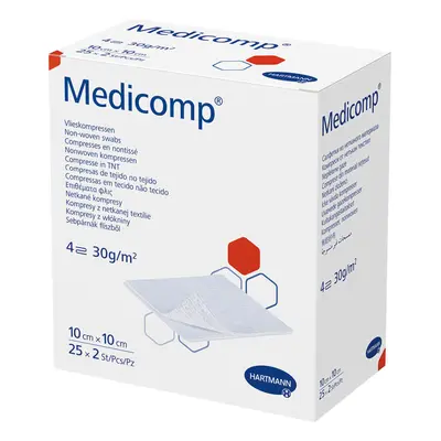Medicomp Vlieskomp.steril 10x10 cm 4fach 25x2 St Kompressen
