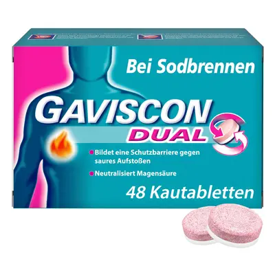Gaviscon Dual 250mg/106,5mg/187,5mg Kautabletten 48 St
