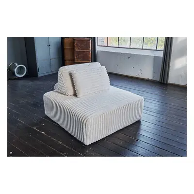 KAWOLA Hocker WIOLO SOFT Polsterhocker mit Rückenkissen Weicher Breitcord cremeweiß
