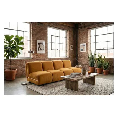 KAWOLA Modulsofa LAYLA 2-Sitzer 2 Module Velvet gelb