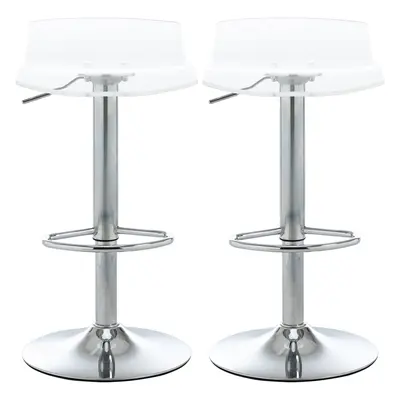 HOMCOM Set mit 2 zeitgenössischen Design-Barhockern, transparente Acryl-Sitzfläche und verchromtes Metallgestell - 360° drehbar 