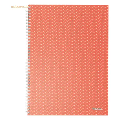 Esselte Colour'Breeze - Notizbuch - kabelgebunden - A4 (210 x 297 mm) - 80 Blatt / 160 Seiten - quadratisch - 4 Löcher - koralle
