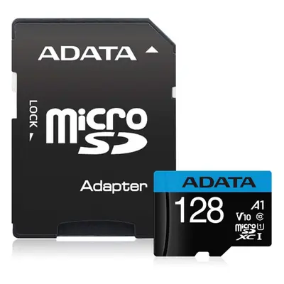 microSDXC Speicherkarte Adata Premier, 128GB, Klasse 10 / UHS-1 U1, mit Adapter AUSDX128GUICL10A1-RA1