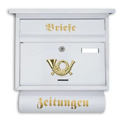 Antiker Briefkasten Postkasten mit Zeitungsrolle Nostalgie weiß...