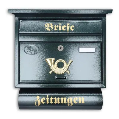 Antiker Briefkasten Postkasten mit Zeitungsrolle Nostalgie Grün...